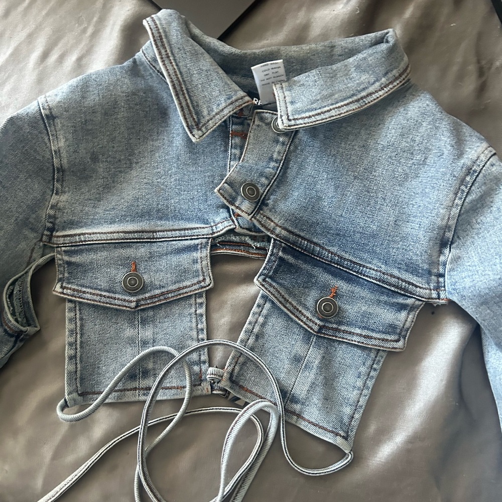 navy denim crop top